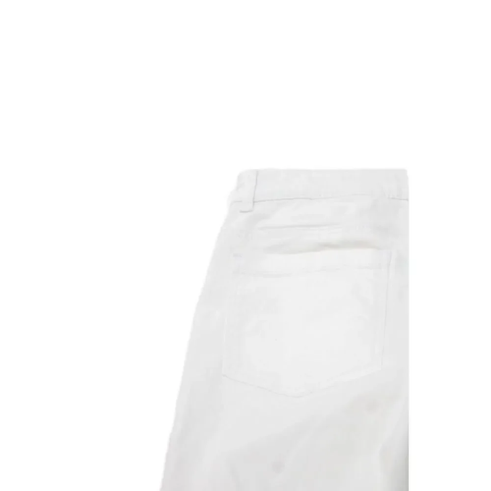 Jacadi Girls Zipper Fly Straight Leg Trouser Pants White Cotton Size 12